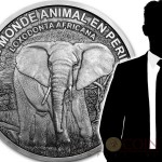 Ivory Coast BIGGEST SILVER COIN IN THE WORLD AFRICAN BUSH ELEPHANT THE ANIMAL WORLD IN DANGER LOXODONTA AFRICANA LE MONDE ANIMAL EN PERIL 1,000,000 Francs CFA 2016 Special minting and hand mill technique Antique finish 56.264 Kilo / 1750 oz